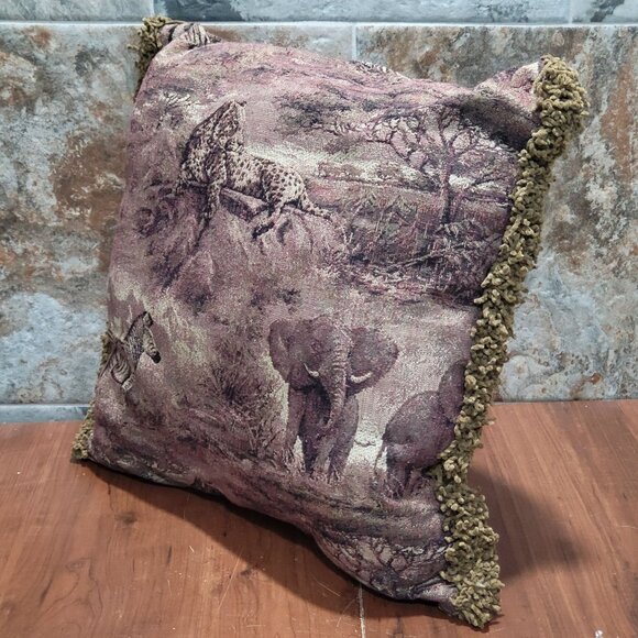 African Animal Scene Cushion Cover Tapestry Stuffed Pillow Decorative - Picture 4 of 11